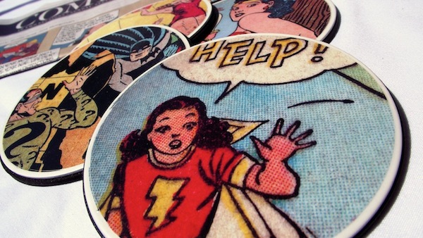 Make coasters using comic books