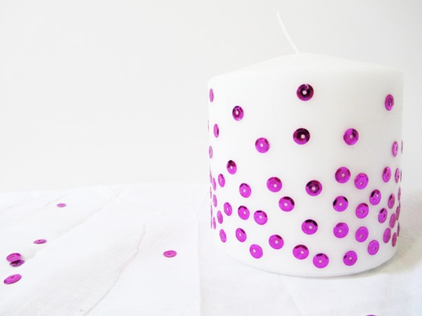 Sequinned candles