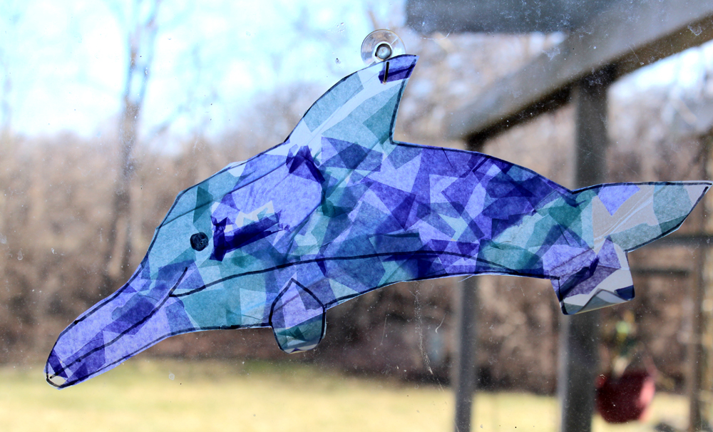 Stained glass dolphin