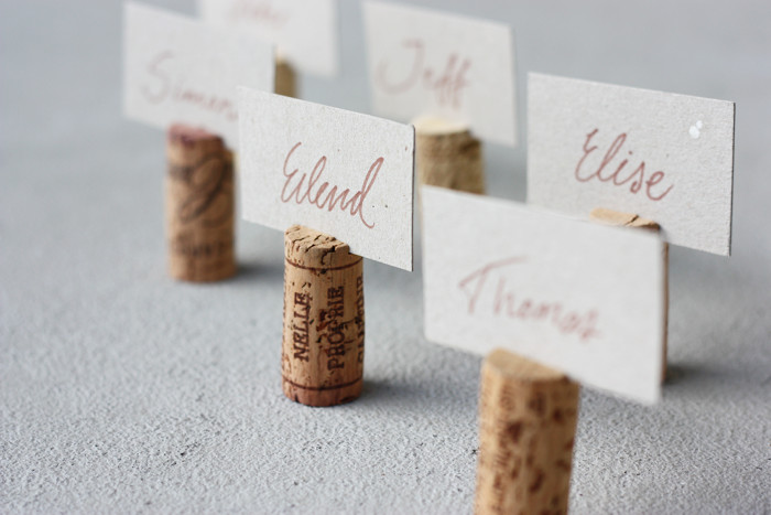 Standing cork name tags