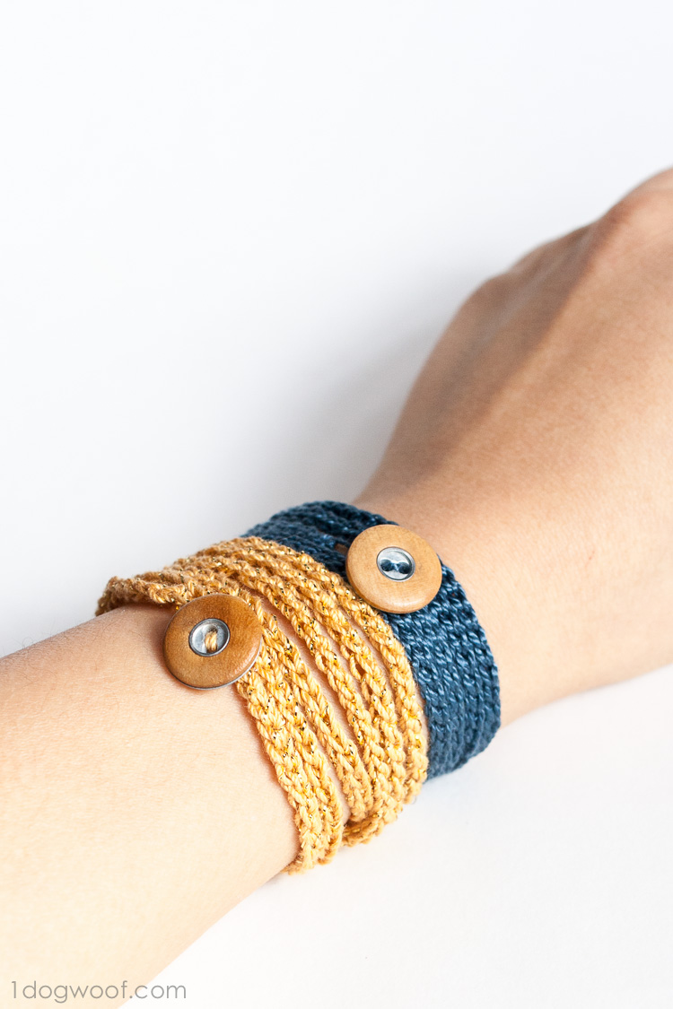 Crochet wrap bracelet pin 11
