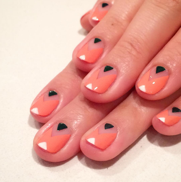 Modern halloween manicure geometric