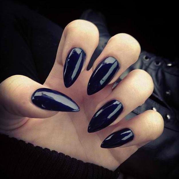 Glossy Black Halloween Nails