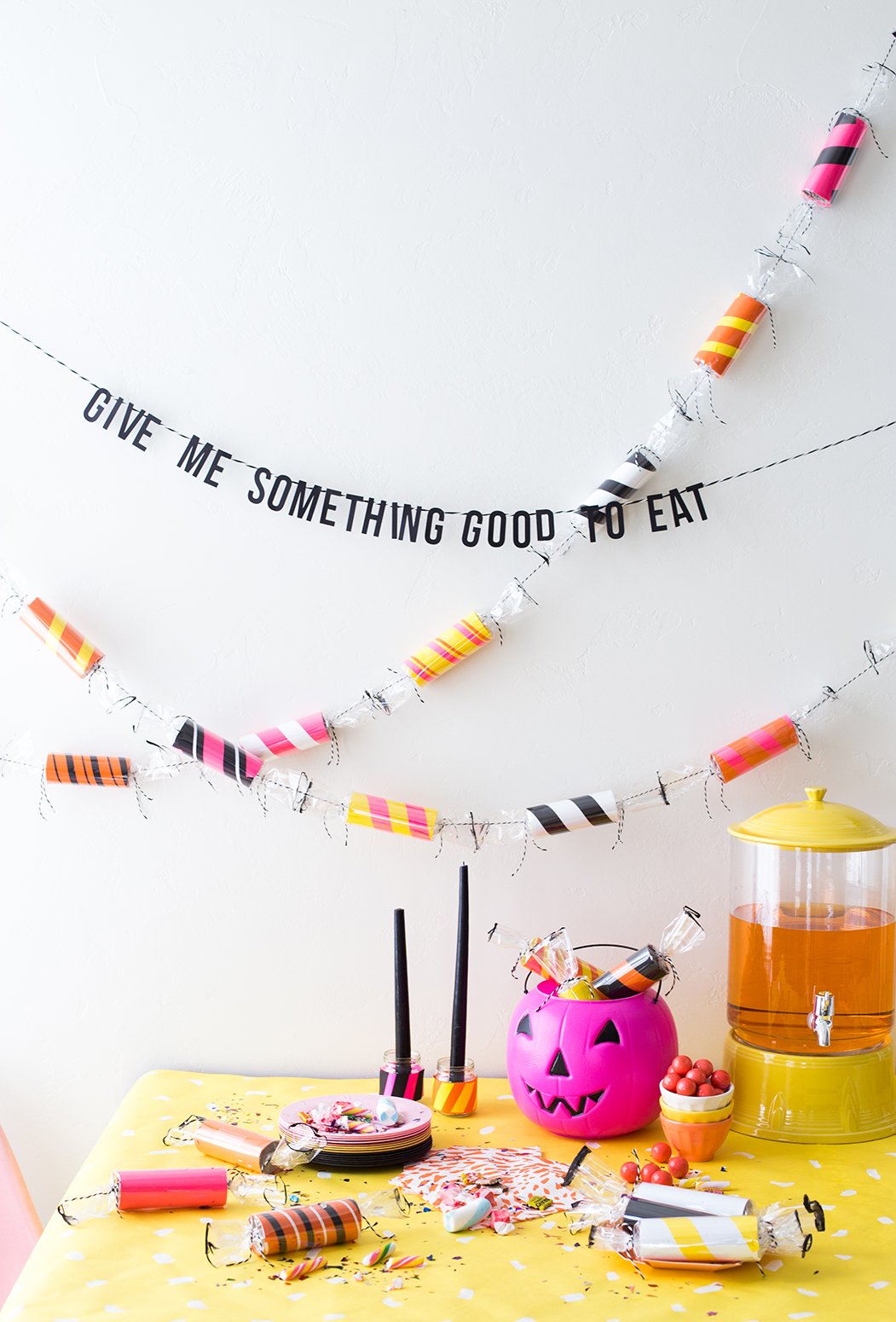 Toilet paper roll candy garland