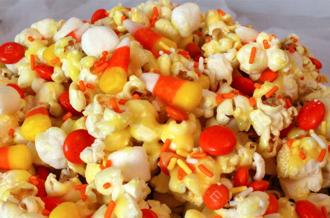 Candy corn popcorn recipe