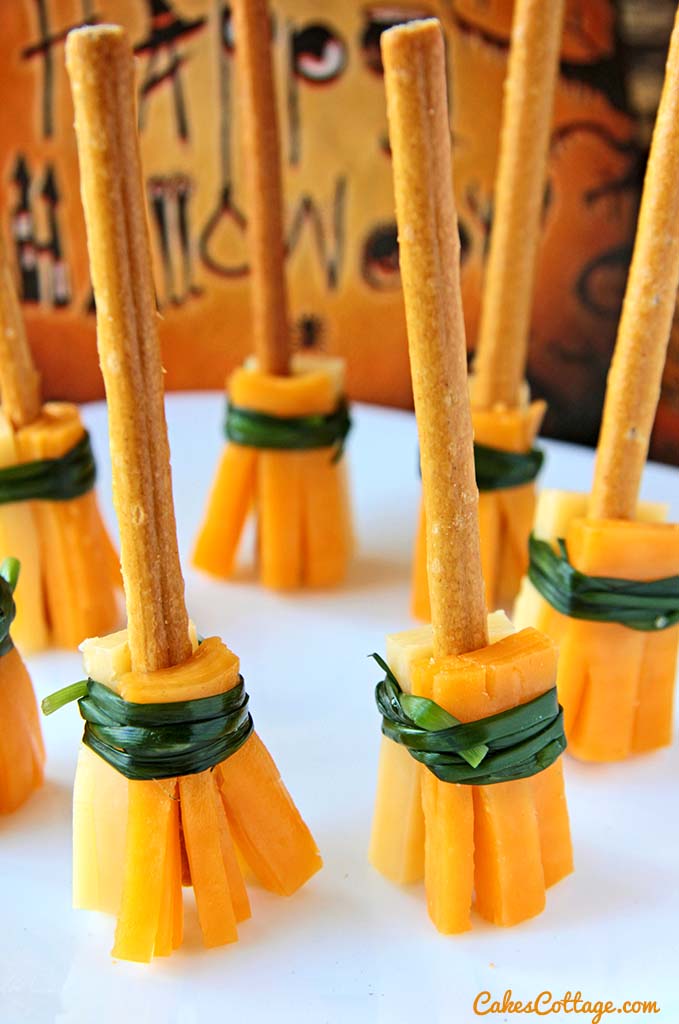 Cheese Witch Broomstick Halloween Treats