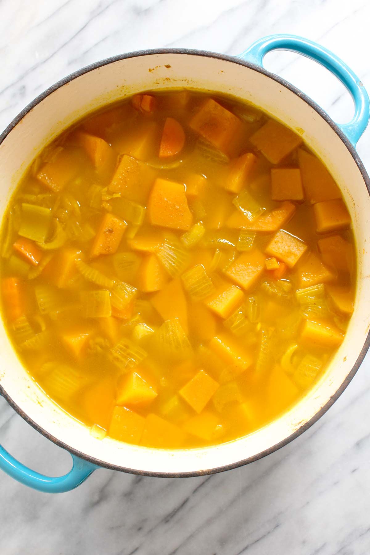 Curry butternut squash soup simmer