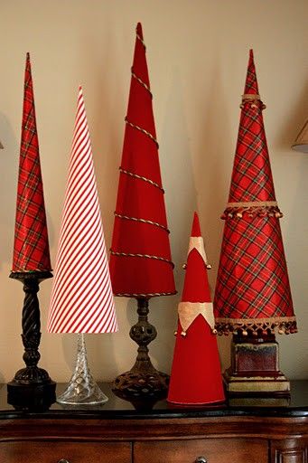 Fabric Christmas Tree Cones - Christmas Crafts for Kids