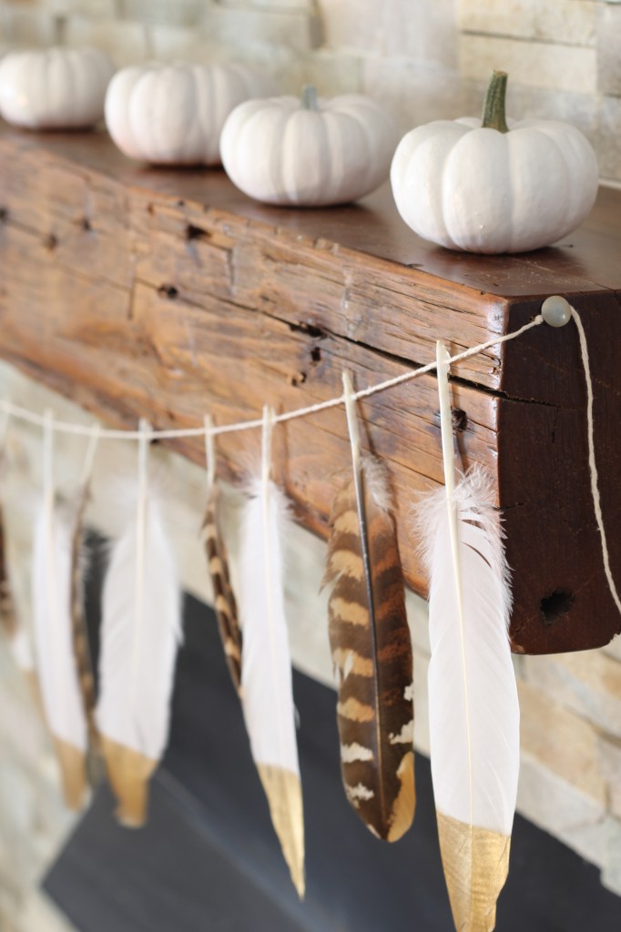 Diy gold dipped feather garland