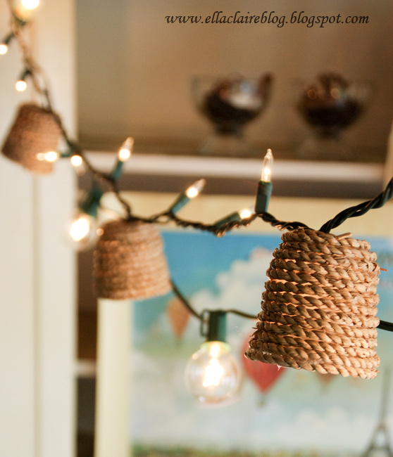 Diy jute twinkle light shade