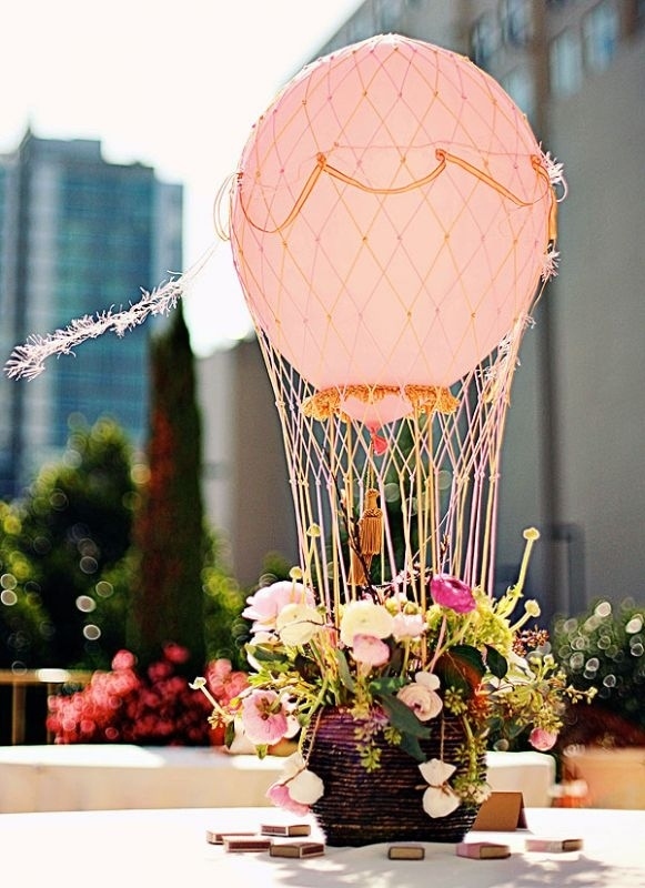 Floral hot air balloon centre piece