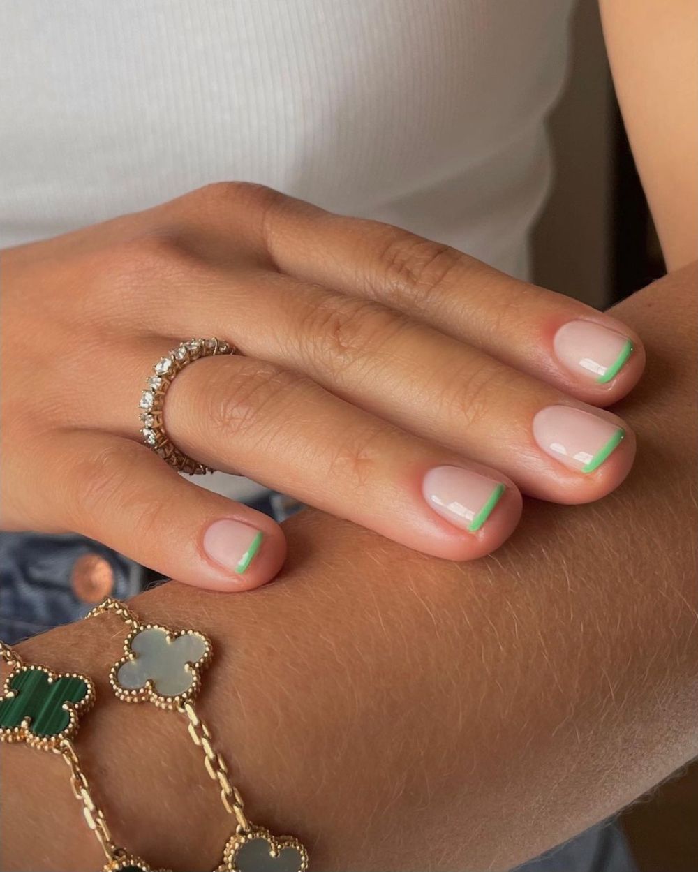 green french tip nails