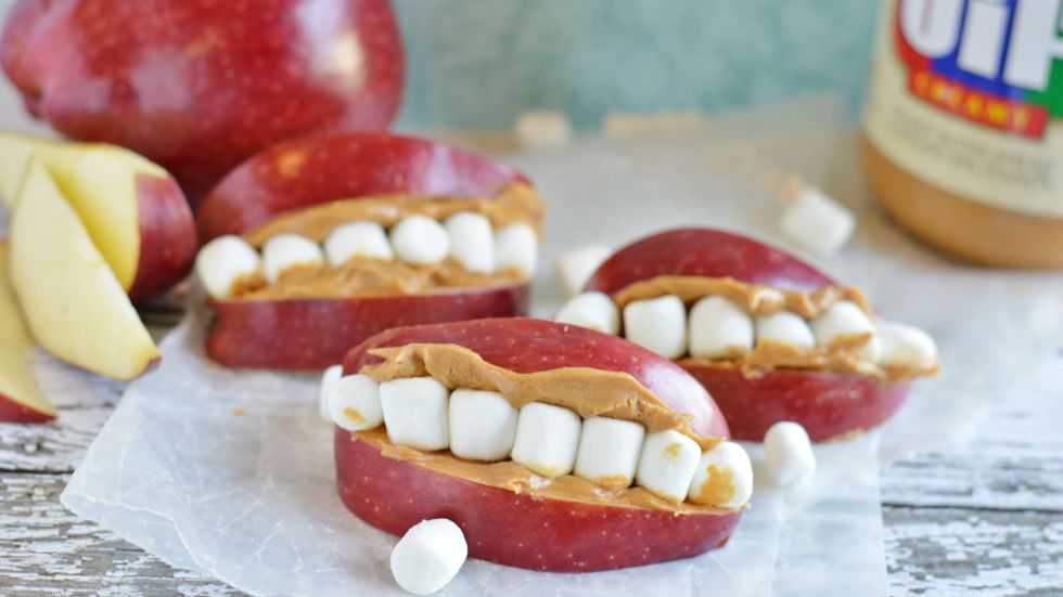 Gum and teeth peanut butter snacks