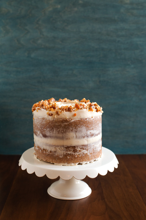 Hazelnut crunch pumpmkin cake with brown butter cream cheese frosting