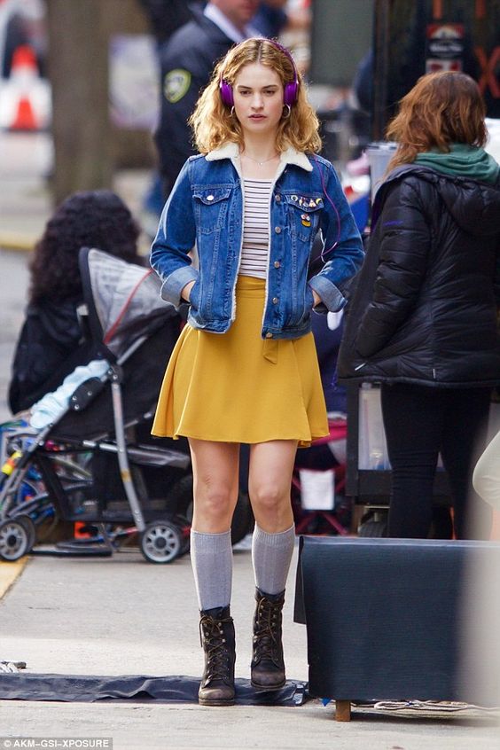 Lily james 1980's outfit idea
