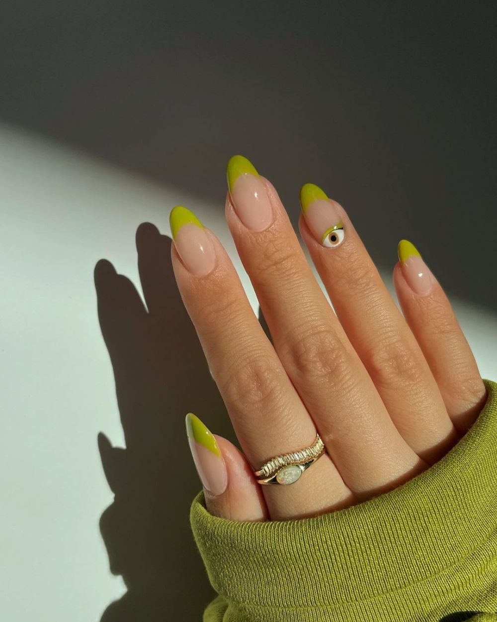 Lime french manicure
