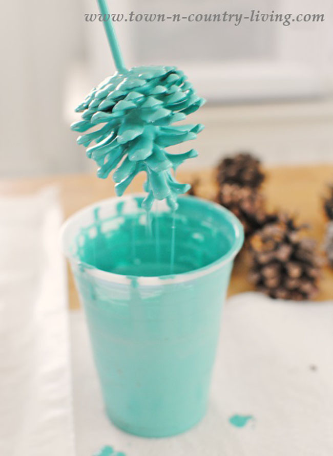 Paint dipped pine cones