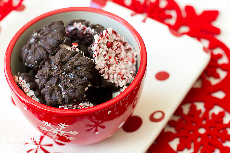 Peppermint bark spritz cookies