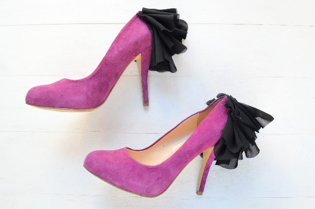 Ruffled chiffon heels