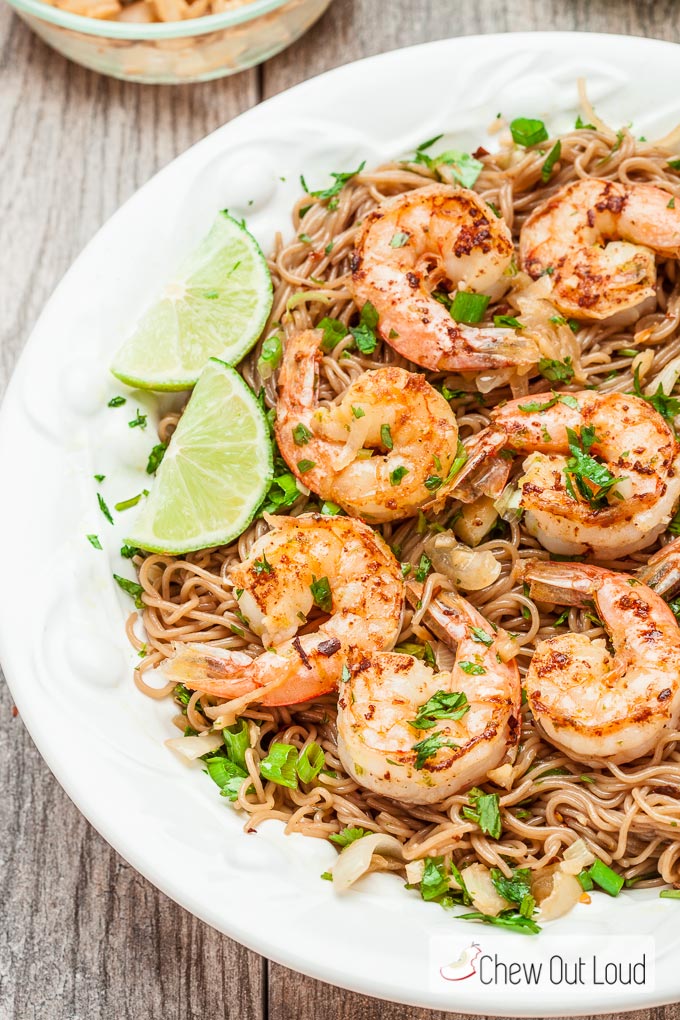 Soba noodles with grilled shrimp and cilantro 3