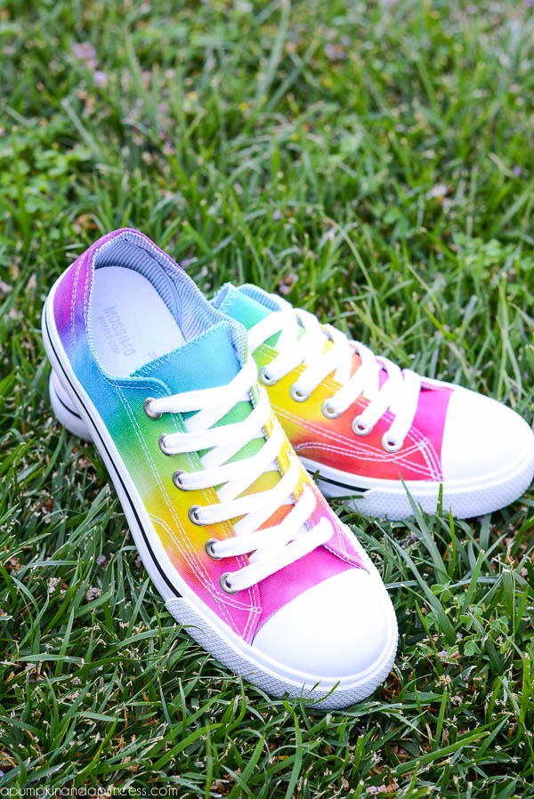 Tie dye rainbow shoes
