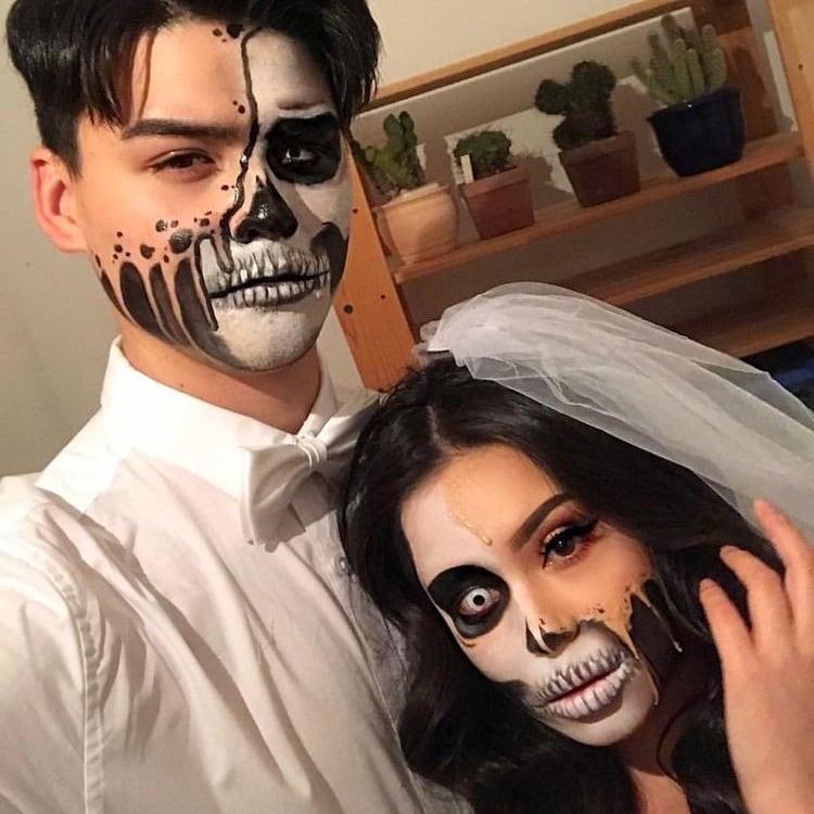 Vampire Couple Mask Mr & Mrs Halloween Fancy Dress Mask Ladies & Mens Scary Look 
