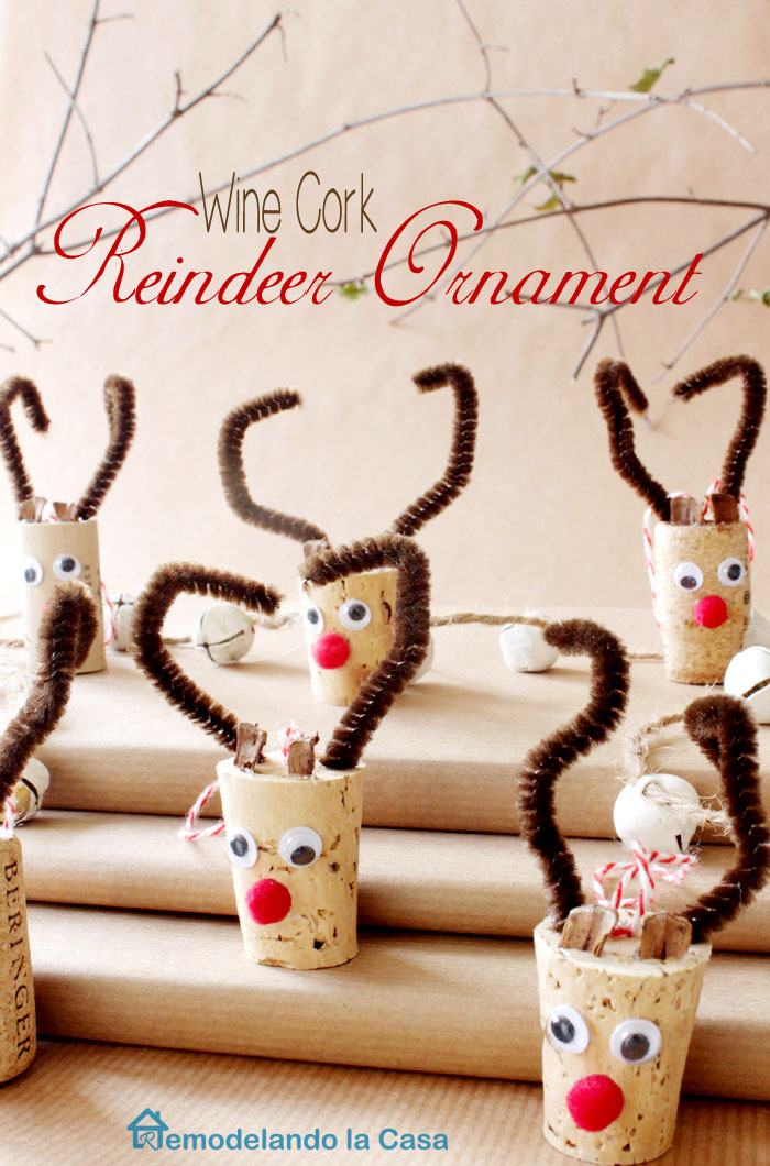 Wine cork reindeer ornament