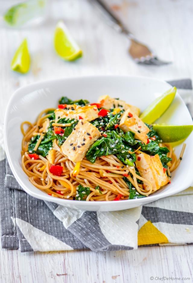 Buckwheat soba noodles with spinach coconut lime tofu chefdehome 2