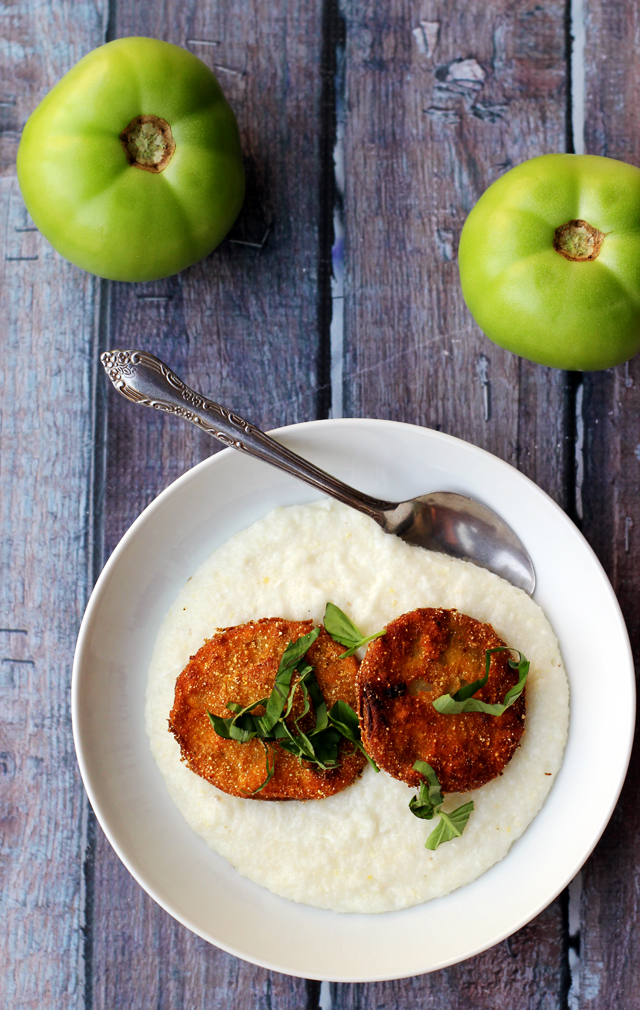 Fried green tomatoes with grits