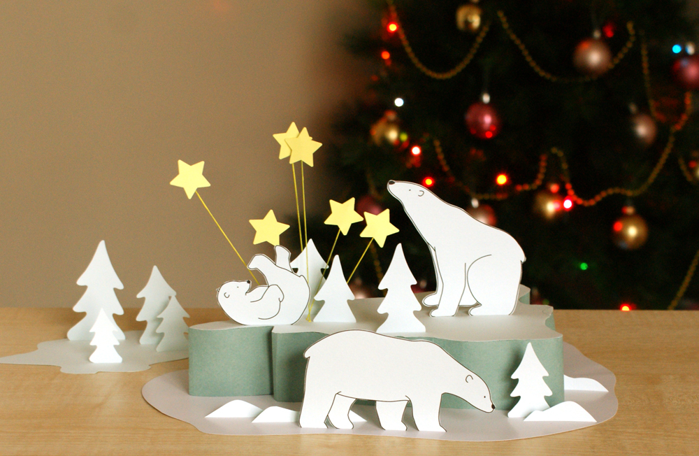 Polar Bear Paper Scene - Easy Christmas Craft for Kids