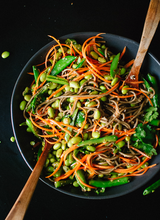 Sugar snap pea and carrot soba noodles