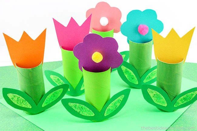 Toilet paper roll spring flowers