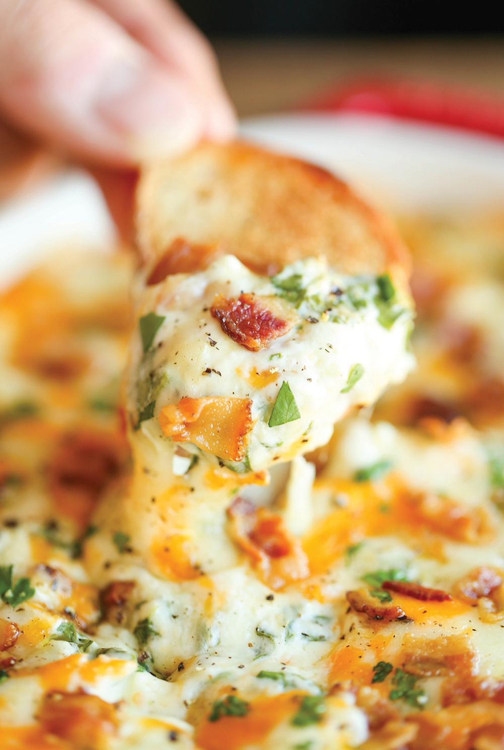 Cheesy bacon spinach dip thanksgiving appetizers