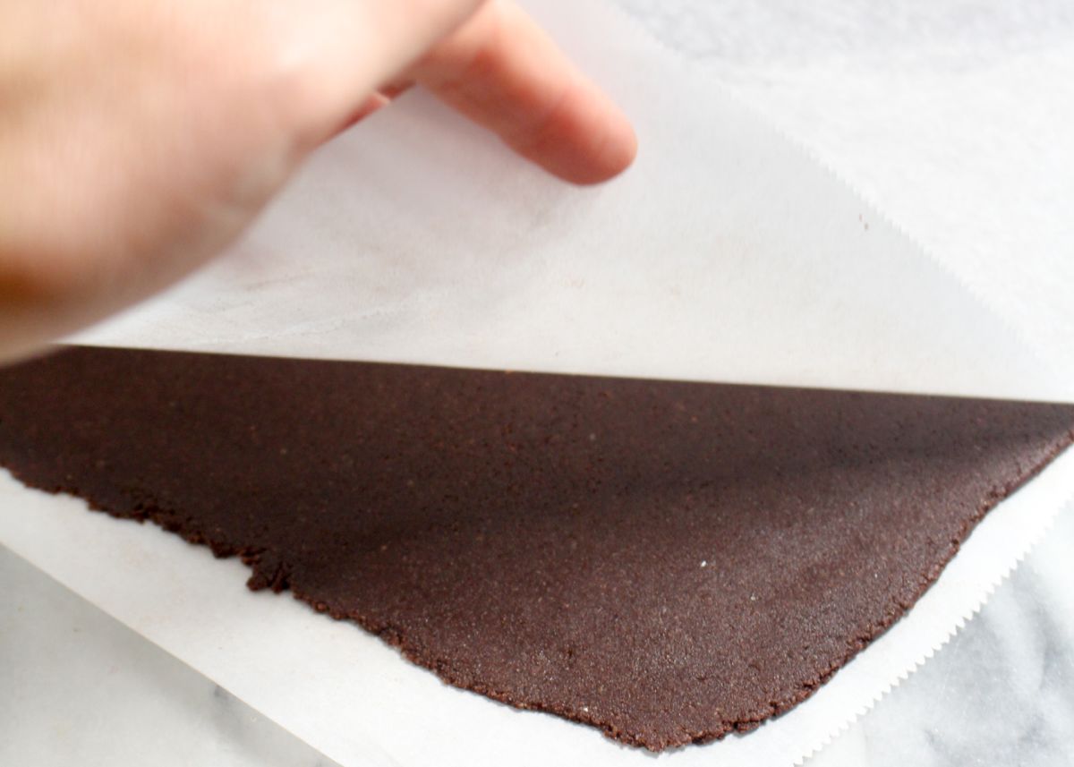 Chocolate graham crackers remove the top parchment