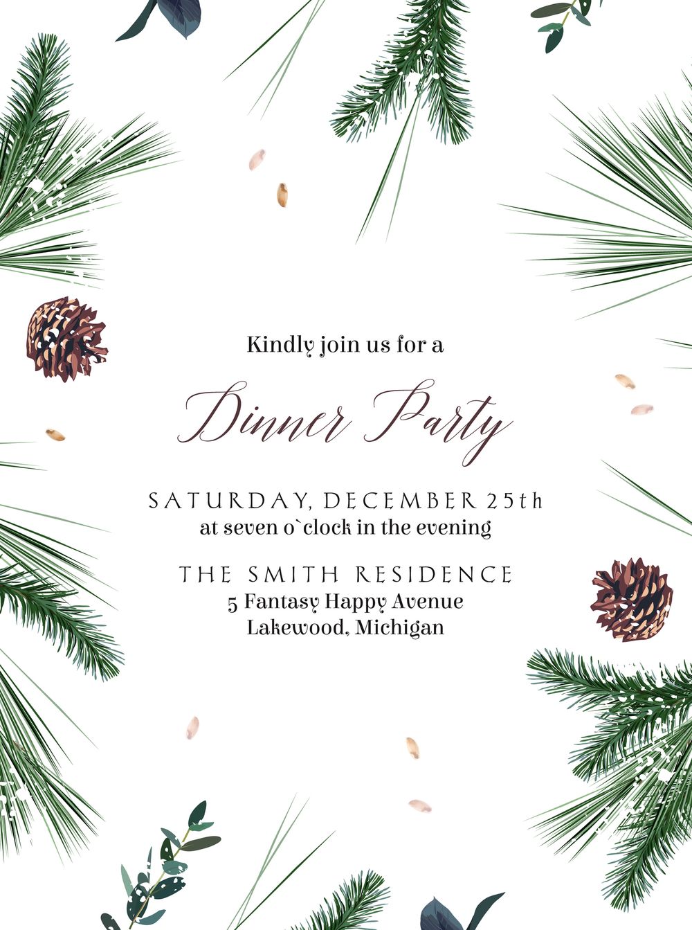 Christmas wedding invitations pine tree wedding invitations