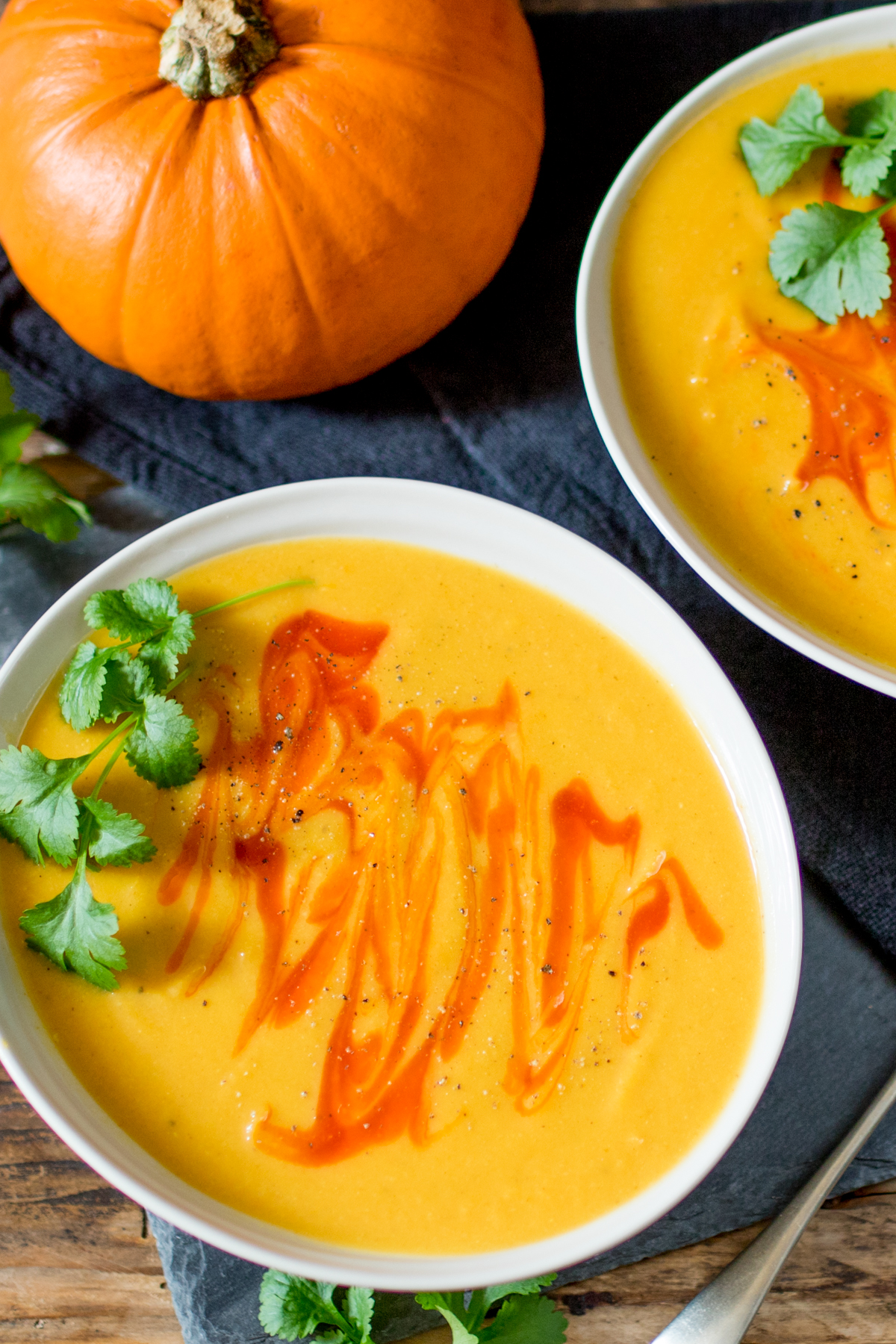 Curried pumpkin and lentil soup tall