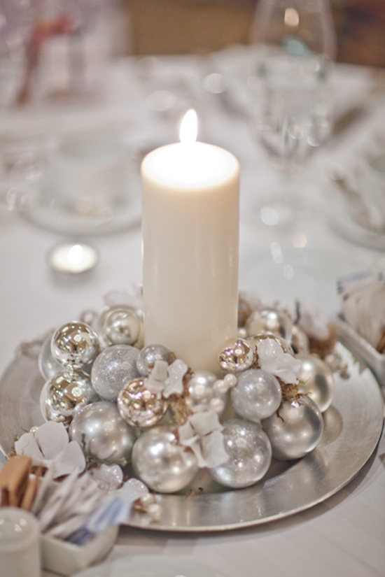 Silver Ball Centerpiece - Christmas Wedding Decorations