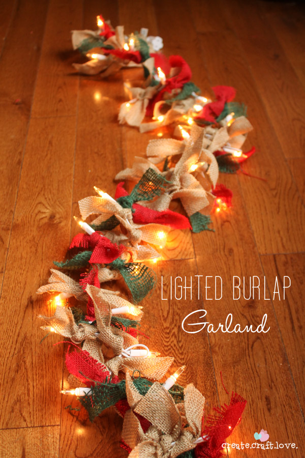 Diy lighted burlap christmas garland