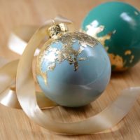 Gold leaf holiday ornaments