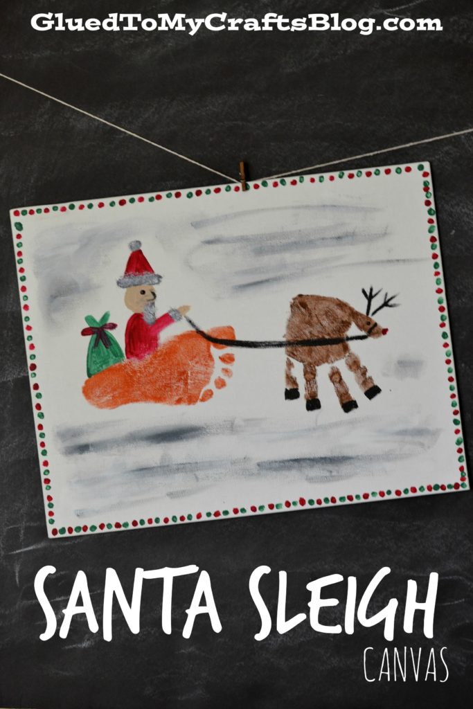 Hand and footprint santa sleigh canvas