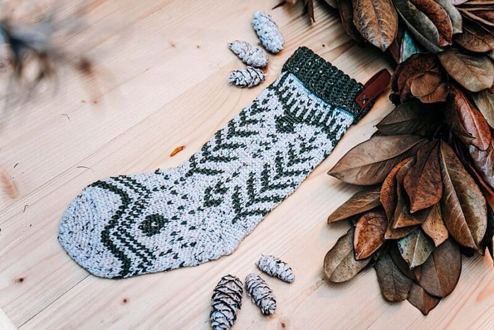 Knit stockings white spruce design