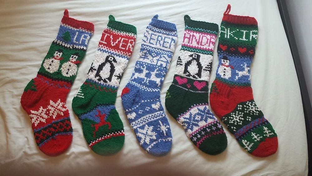 Personalized knit christmas stockings
