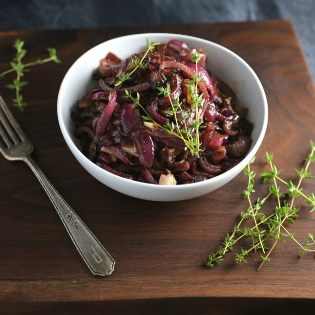 Balsamic Roasted Red Onions with Thyme - Best Thanksgiving Sides