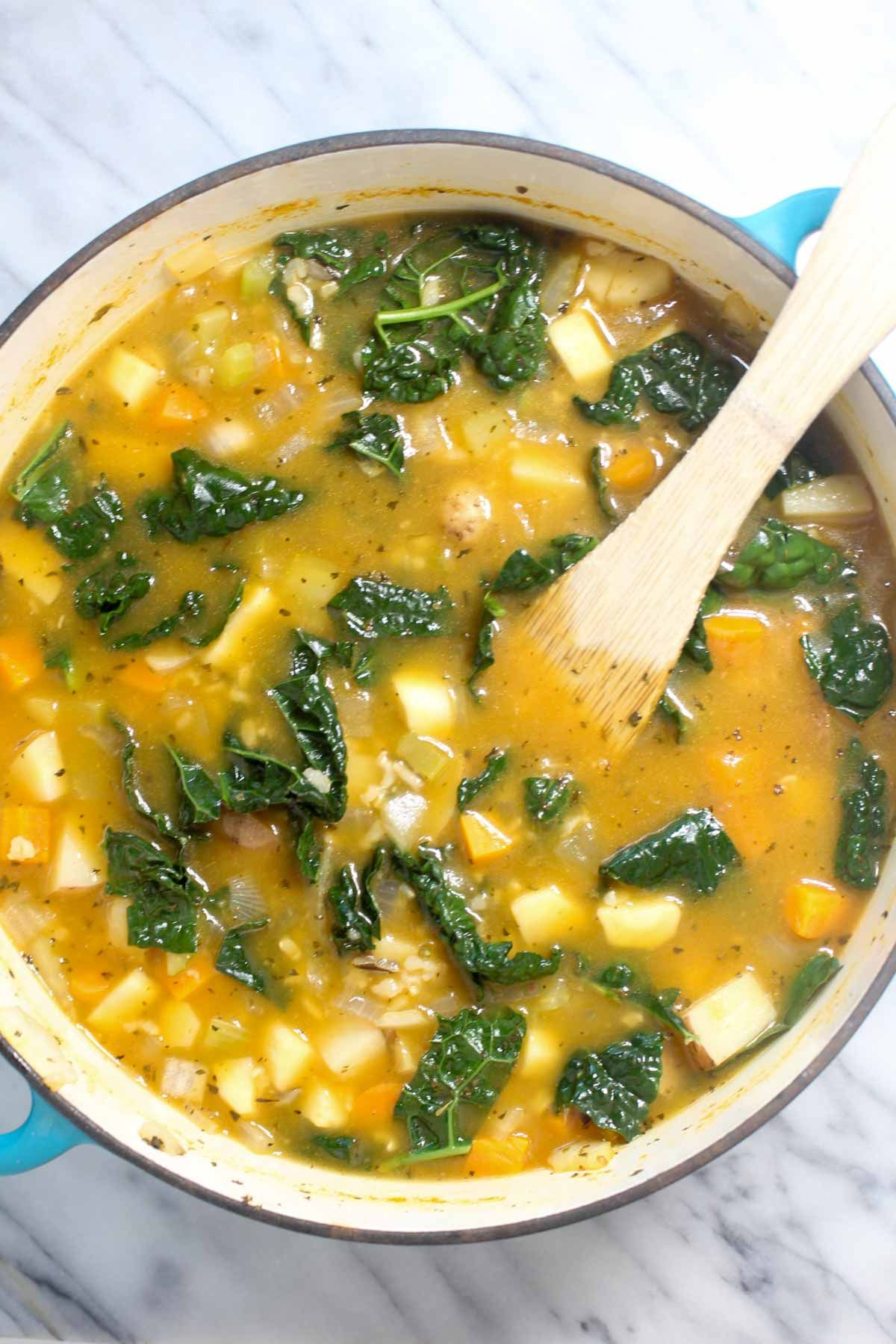 Winter vegetable soup kale
