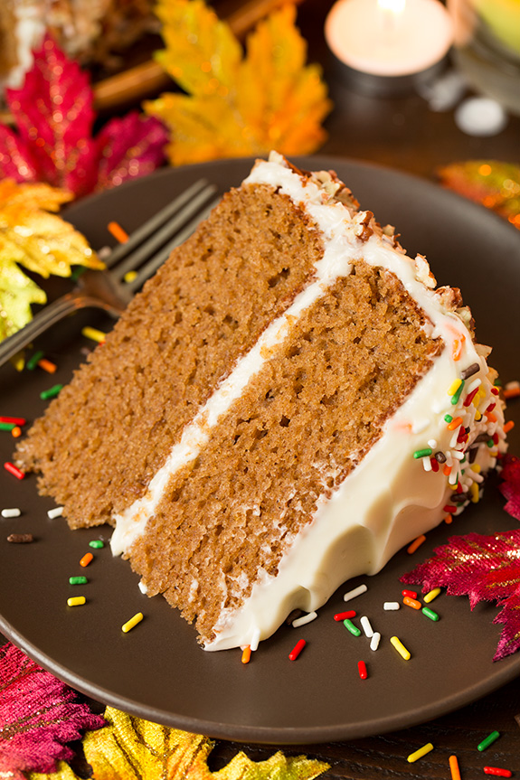 Autumn Spice Cake with Cream Cheese Frosting - Thanksgiving Dessert Idea