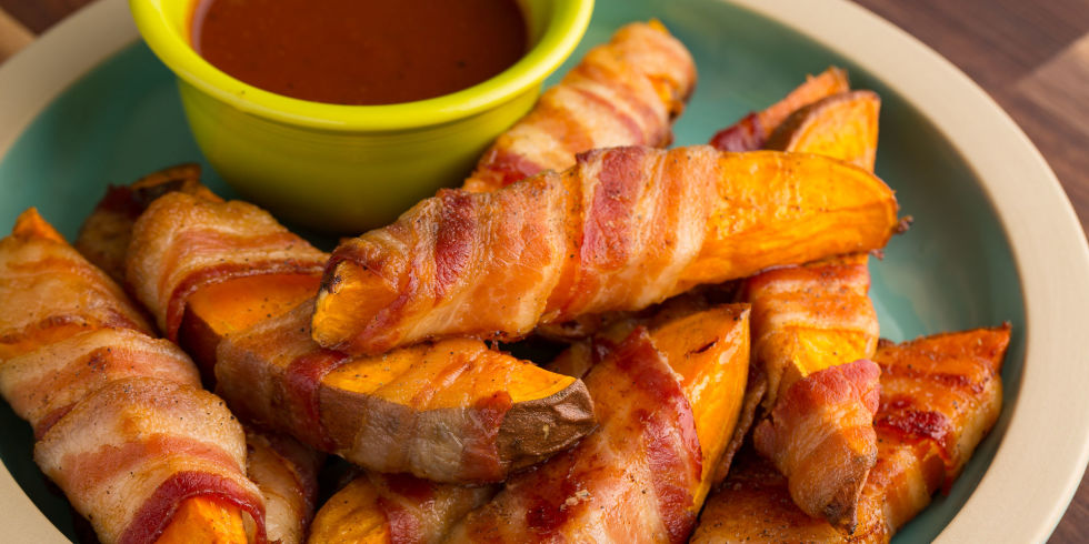 Bacon-Wrapped Sweet Potato Fries - Thanksgiving Fall Appetizers