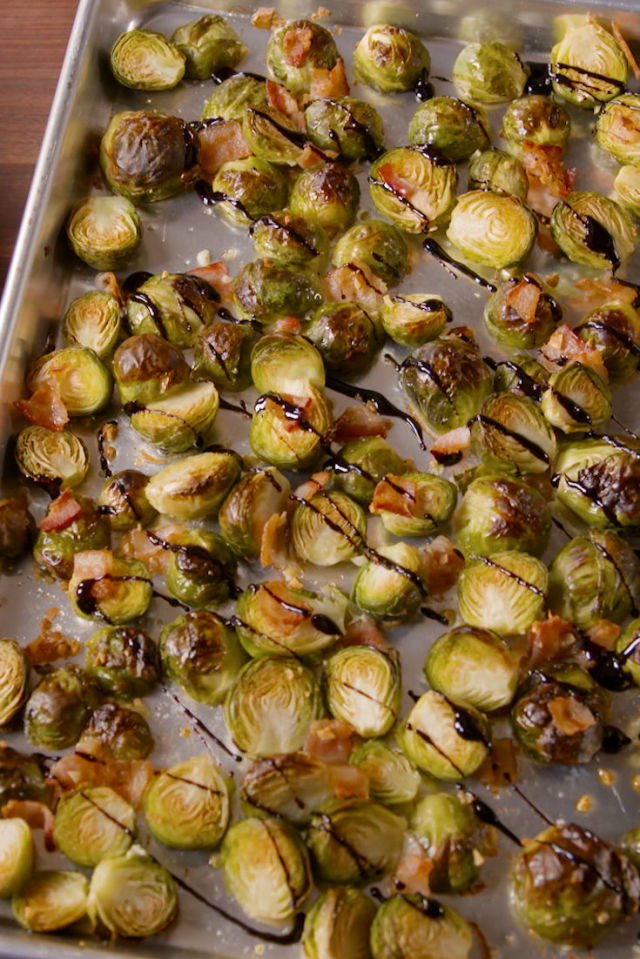 Bacon Balsamic Brussels Sprouts - Best Thanksgiving Side Dishes