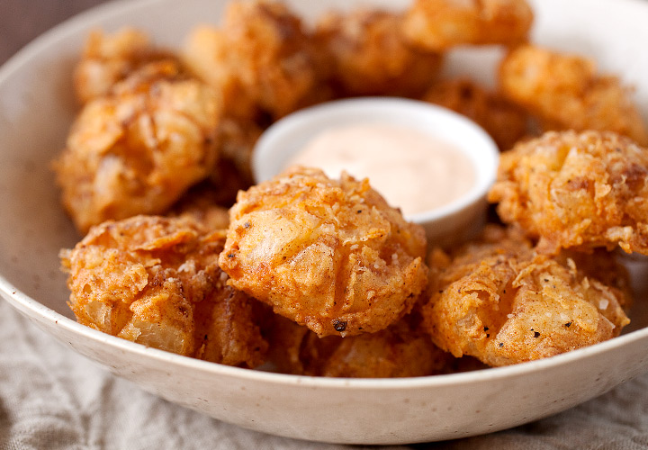 Bite sized blooming onions