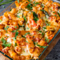 Cropped chicken bacon spinach cheesy pasta bake finished tall jpg