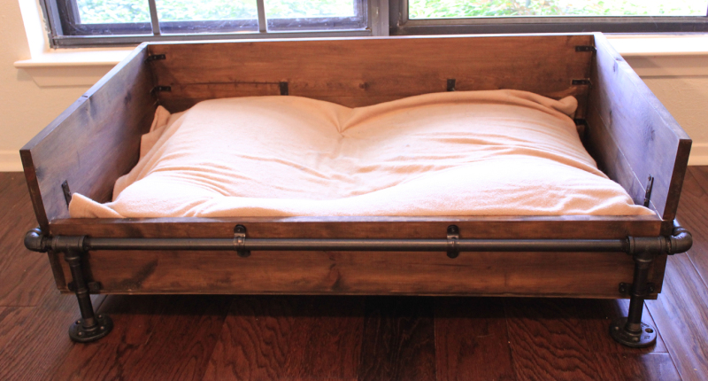 dog bed with wooden frame